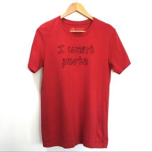 I Want Pasta Italian Foodie Noodle Fun Red Short Sleeve Tee Shirt Festival